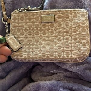 Coach Beige Signature Wristlet EUC